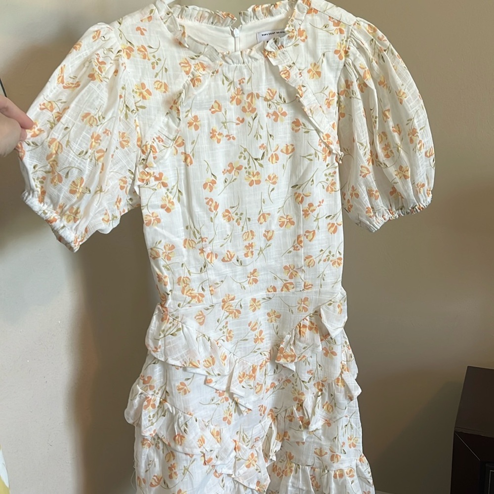 Sabo Skirt White Dress with Peach Floral Print
